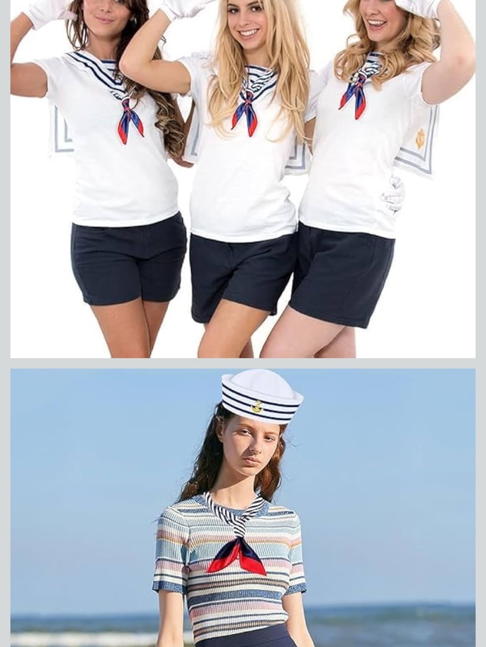 Amazon Sailor Hat and Scarf White/Blue Women’s One Size